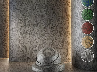 Decorative Wooden Component With Natural Wood Grain Texture And Circular Color Options 3d model