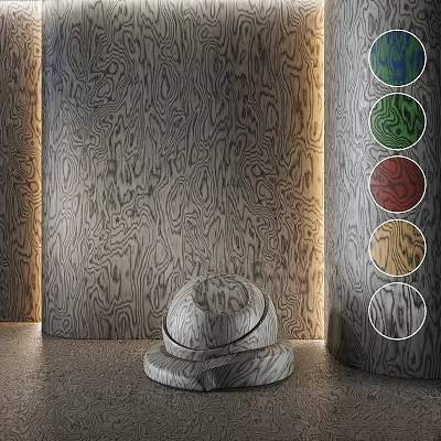 Decorative Wooden Component With Natural Wood Grain Texture And Circular Color Options 3d model