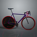Modern Fixed Gear Bike With Purple Frame Red Rims And Curved Handlebars