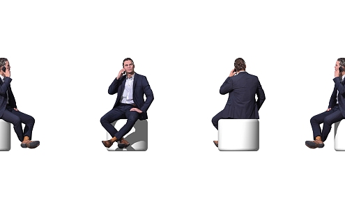 Business Male Office Figure Sitting Men Suit Men 3d model