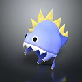 Blue Cartoon Monster Hat Design With Yellow Spikes Big Eyes And Sharp Teeth