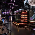 Modern bar space booth water bar table moon light bar neon bar area 3d model