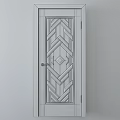 Decorative White Doors With Geometric Glass Panels Silver And Gold Design