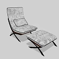 Modern Gray Lounge Chair With Textured Fabric And Dark Frame Ottoman