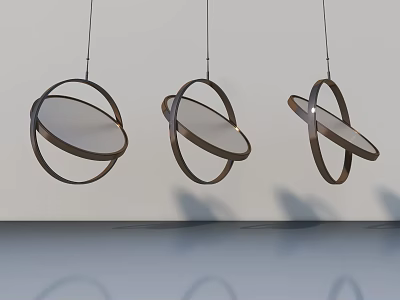 Contemporary Swing Door Design With Circular Pendant Lights And Glass Panels 3d model