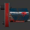 Red Aerospace Vehicle Design With Grille Structure Circular Thrusters And Yellow Details