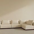 Modern Beige Sectional Sofa With Plush Cushions Light Wall And Soft Carpet