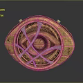 Golden Circular Decorative Item With Intricate Eye Design And Ancient Symbols