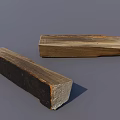 Two Pieces of Dark and Light Colored Natural Wood with Visible Grain on Gray Background