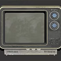 Vintage Cream Colored Television With Two Knobs And Floral Decal Design