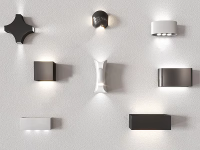 Modern Stylish Wall Lamps Featuring Various Shapes And Contemporary Designs 3d model