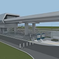 Modern Transportation Hub Featuring Elevated Tracks Glass Roof Parking And Pedestrian Bridge
