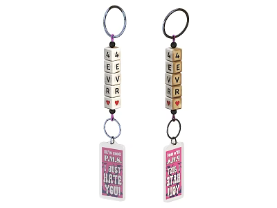 Decorative Ornament Combination Set with Alphabet Blocks and Keychain Motivational Tags Decor 3d model