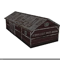 Red Wooden Storage Building With Metal Roof Small Windows And Crossed Door Design