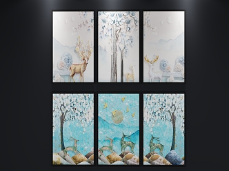 Modern Oil Painting Hanging Painting Decorative Painting 3d model