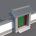 Ming and Qing style wall-mounted door 3d model