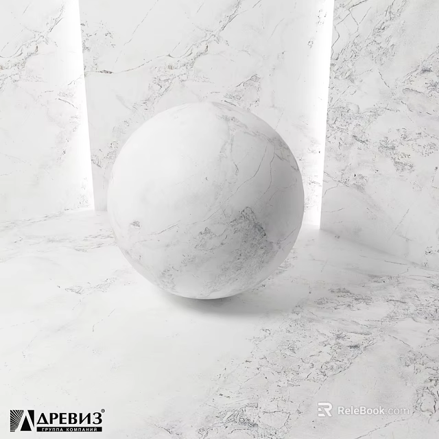 White Marble Texture Sphere Component With Matching Walls And Floor 3d model 