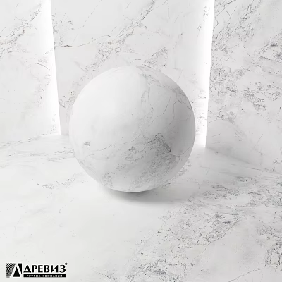 White Marble Texture Sphere Component With Matching Walls And Floor 3d model