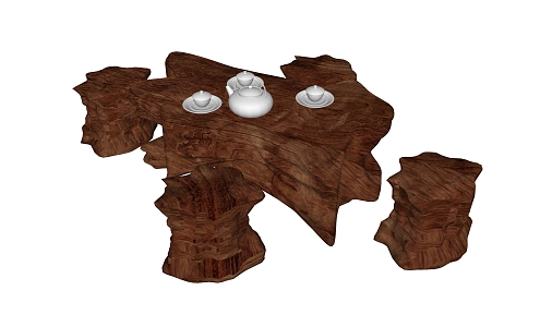 New Chinese Style Root Carving Tea Sea Root Carving Tea Table Tea Table 3d model