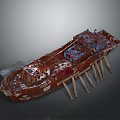 Rusted Old Vintage Water Boat Rested on Wooden Stands for