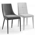 Modern Gray Fabric And White Leather Chairs With High Back And Slim Legs
