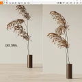 Elegant Brown Cylindrical Vase With Flowing Dry Twigs In Minimalist Light Background