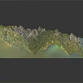 Realistic 3D Mountain Terrain Model With Detailed Texture And Green Vegetation