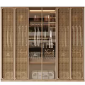 Modern Rattan Wardrobe With Glass Doors Internal Shelves And Elegant Design