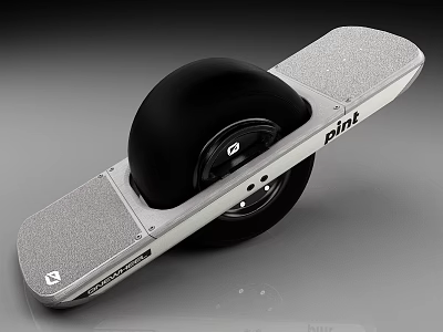 BIG Electric Skateboard With Large Black Wheel And Gray Non Slip Deck Modern Sports Equipment 3d model