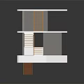 Modern Architectural Model With Multi Level Structure Wooden Staircase And Platforms 3d model