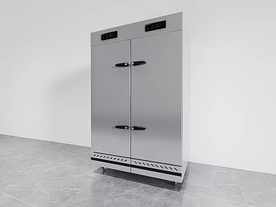 Stainless Steel Double Door Kitchen Appliance With Digital Display And Storage Cabinet 3d model