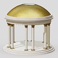 Classical Ancient Architecture Featuring Golden Dome White Columns And Colonnade Structure 3d model