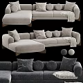 Modern L shaped Gray Fabric Sofa With Multiple Pillows And Cooova 3d model