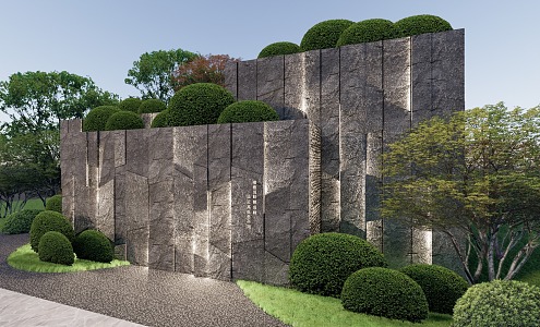 New Chinese style landscape wall natural face stone wall opposite landscape wall park landscape wall 3d model