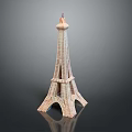 Wooden Eiffel Tower Shaped Decorative Furniture Piece With Striped Texture And Flag Top For Home