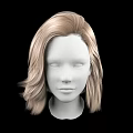 Human Head 3D Model Featuring Blonde Long Wavy Hair And White Facial Structure