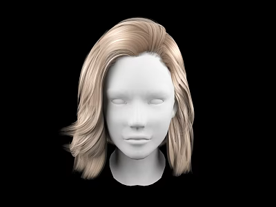 Human Head 3D Model Featuring Blonde Long Wavy Hair And White Facial Structure 3d model