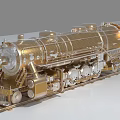 Exquisite Golden Steam Train Model Showcasing Detailed Vintage Design On Tracks