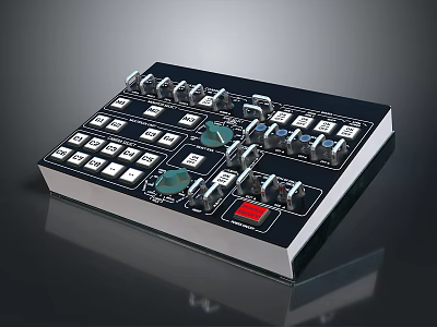 Home Electronic Control Console With Black White Body Multiple Knobs Buttons And Sliders 3d model