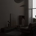Modern Cozy Minimalist Living And Dining Room With Warm Wooden Furniture And Ample Natural Light