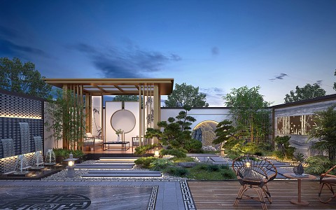 New Chinese Courtyard Landscape 3d model