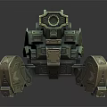 Futuristic Armored Mechanical Combat Creature With Cannon Turret And Leg Structures 3d model