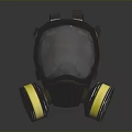 Black Gas Mask With Transparent Face Shield And Yellow Filters
