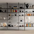 Ornaments Combination Bookshelf Bookcase Teapot 3d model