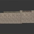 Architectural Stone Wall Structure With Corner Design And Brick Texture Top Railing
