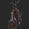 Elaborate Mythical Character In Fantasy Armor With Intricate Horns And Scaled Patterns