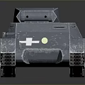 Blue Military Tank With White Cross Marking On Turret And Track Details