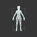 Game and Movie Character Futuristic Sci Fi Armor With Blue Glowing Accents Detailed