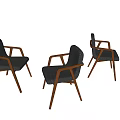 Modern Style Dining Chairs With Wooden Frame And Gray Fabric Armrest Design