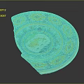 Chipped Ornate Ceramic Plate With Yellow Blue Green Patterns And Central Fish Design